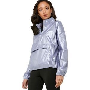Under Armour Anorak Pullover Womens Medium Purple Woven Metallic Jacket 1/4 Zip
